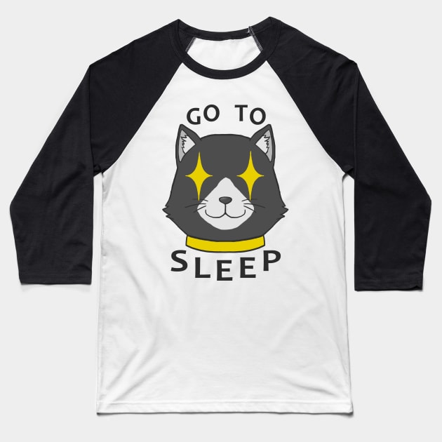 Go To Sleep - Black Baseball T-Shirt by ZioCorvid
